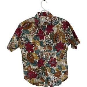 Denim Republic Hawaiian Shirt‎ Multicolor Womens Size S Floral Short Sleeve